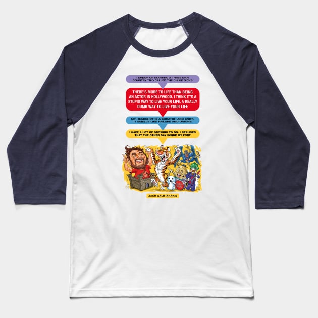 Zach Galifianakis Baseball T-Shirt by PLAYDIGITAL2020